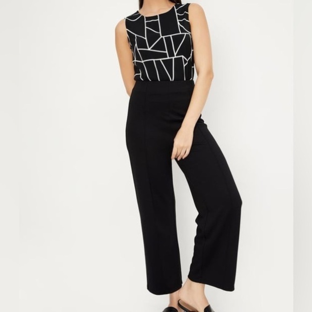 Keepsake asymmetrical striped sleeveless black white blouse - Picture 1 of 5
